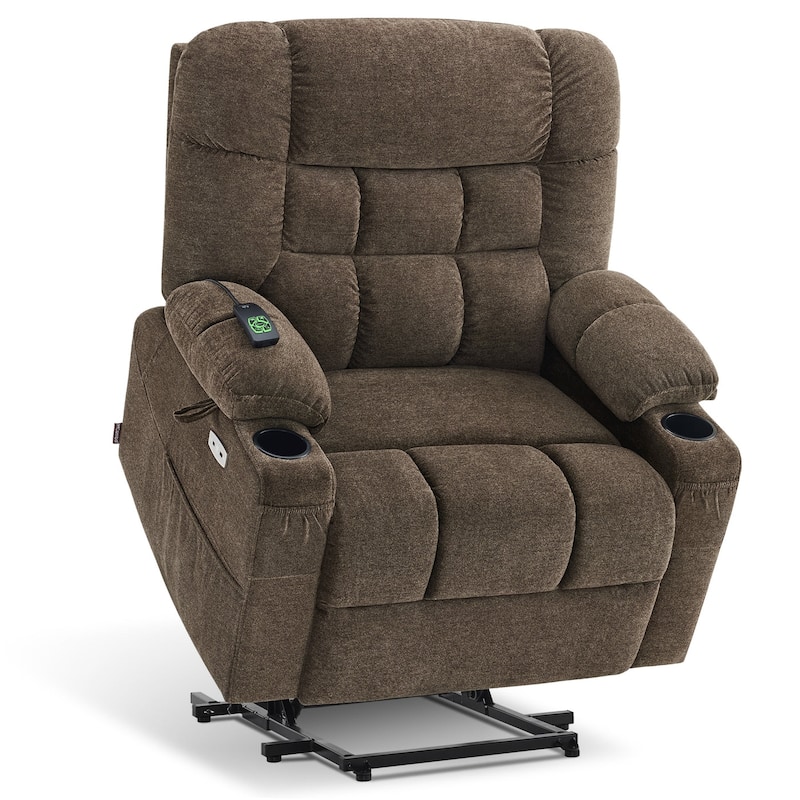 MCombo Extra Wide Dual Motor Power Lift Recliner Chair With Dual Heating, Infinite Position, Fabric Upholstered