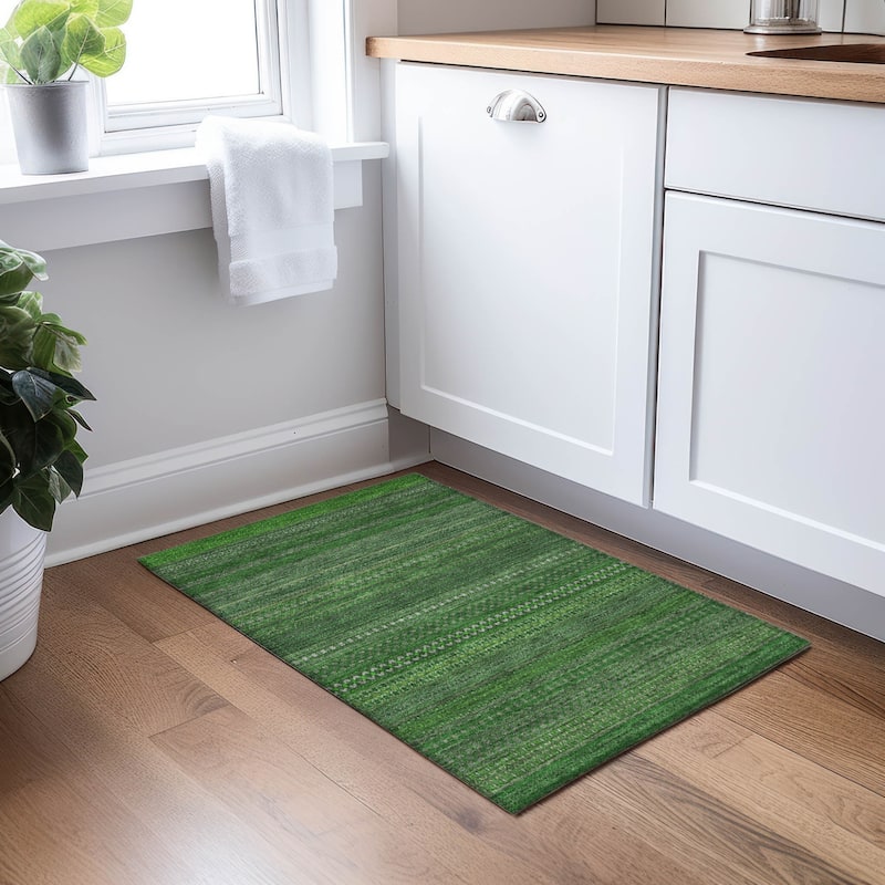 Alfisi Stripe Weather Resistant Timeless Fusion Outdoor Rug