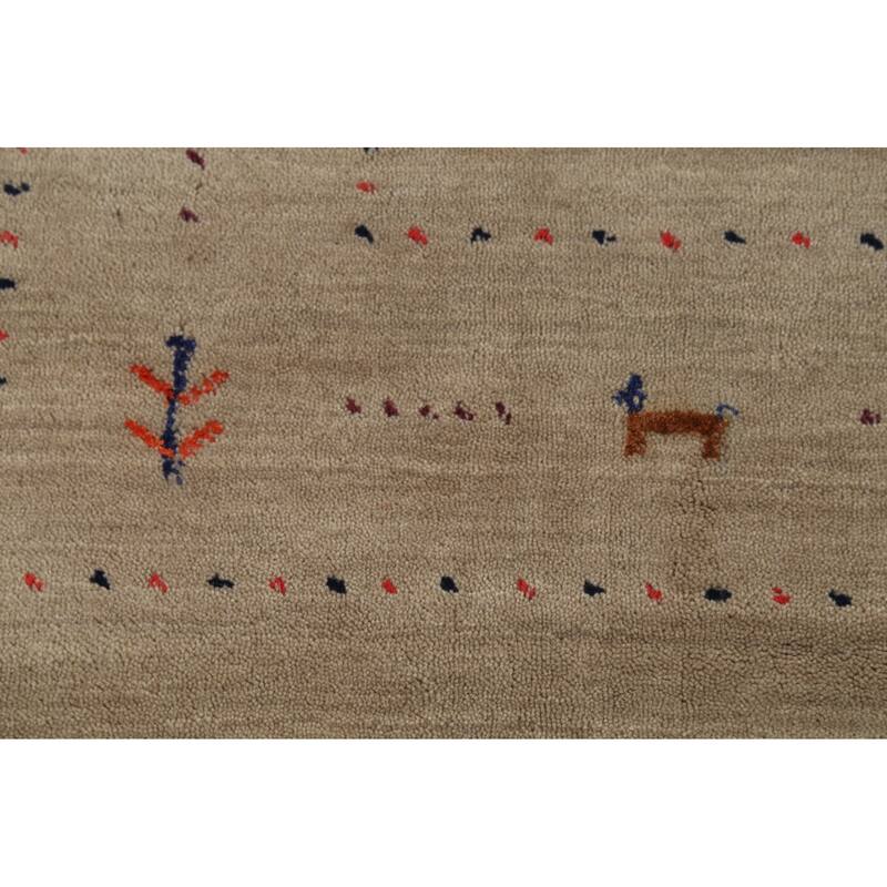 Little Animals Tribal Gabbeh Area Rug Hand-Knotted Wool Carpet - 6'6"x 9'10"