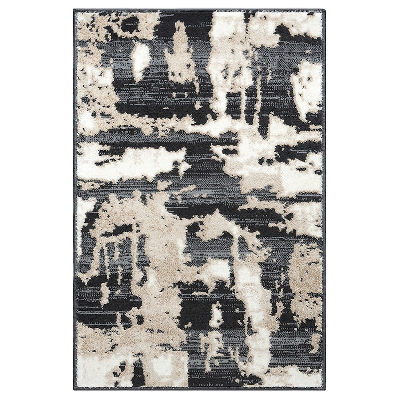 Abani Rugs TER170A Beige Black Abstract Pattern Area Rug