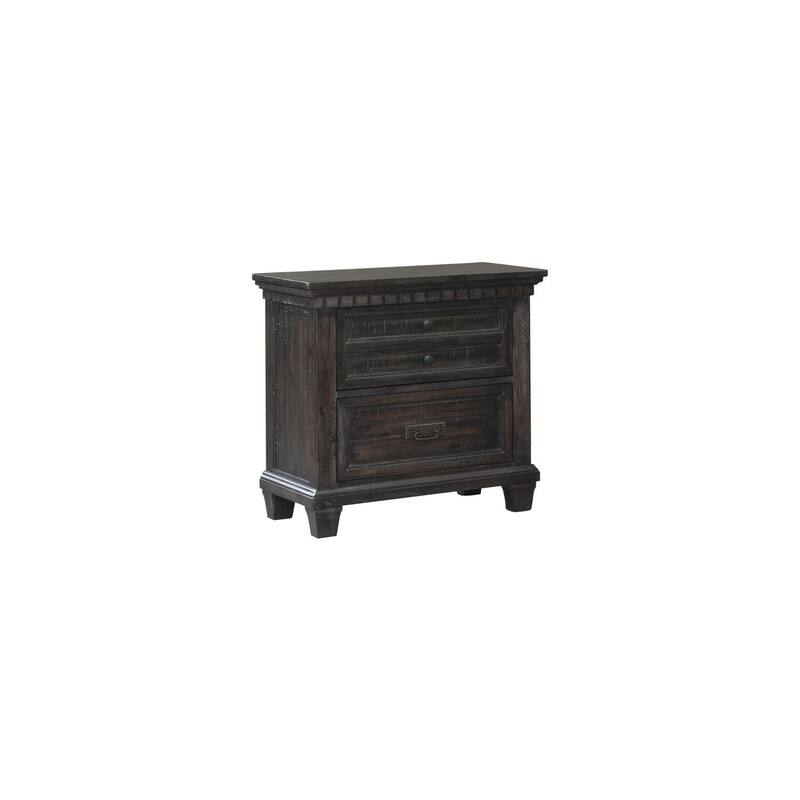 Smokey Gray Oak Nightstand with LED Underlight and Oil Rubbed Bronze Hardware