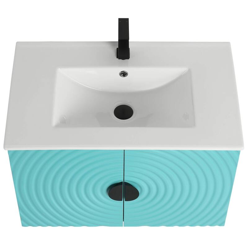 Pellabay Modern Bathroom Vanity with Fluted Circular Doors - Sink Included