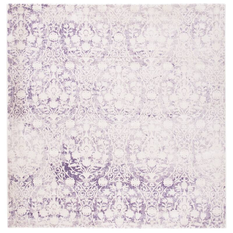 SAFAVIEH Passion Hallfridur Vintage Distressed Boho Oriental Rug - 6'7" Square - Lavender/Ivory