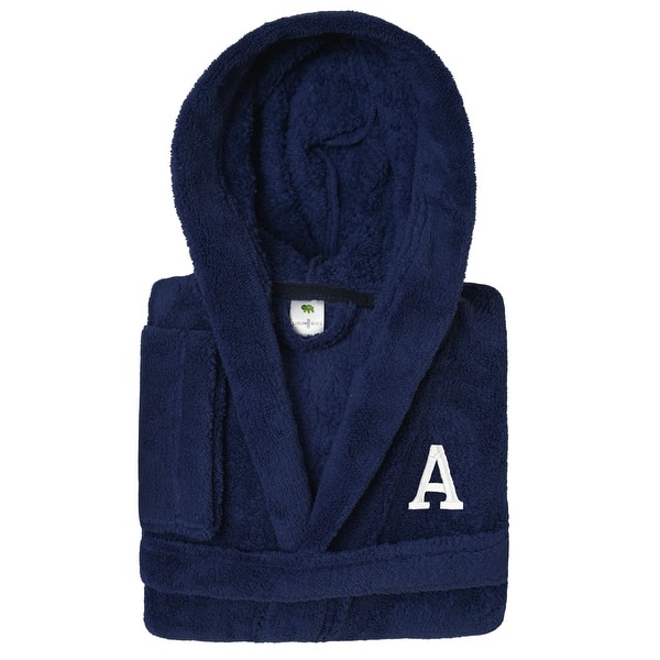 slide 2 of 106, Sweet Kids 100% Polyester SUPER PLUSH Double Brushed Hooded Bathrobe with White Bookman Monogram A - Large