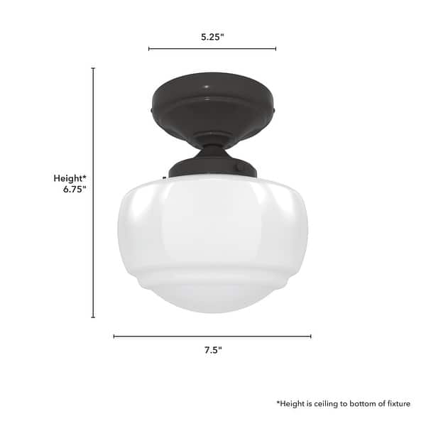 dimension image slide 1 of 4, Hunter Saddle Creek 1 Light Contemporary Schoolhouse Flush Mount Ceiling Light - Bathroom, Hallway, Bedroom, Entry - Damp Rated!