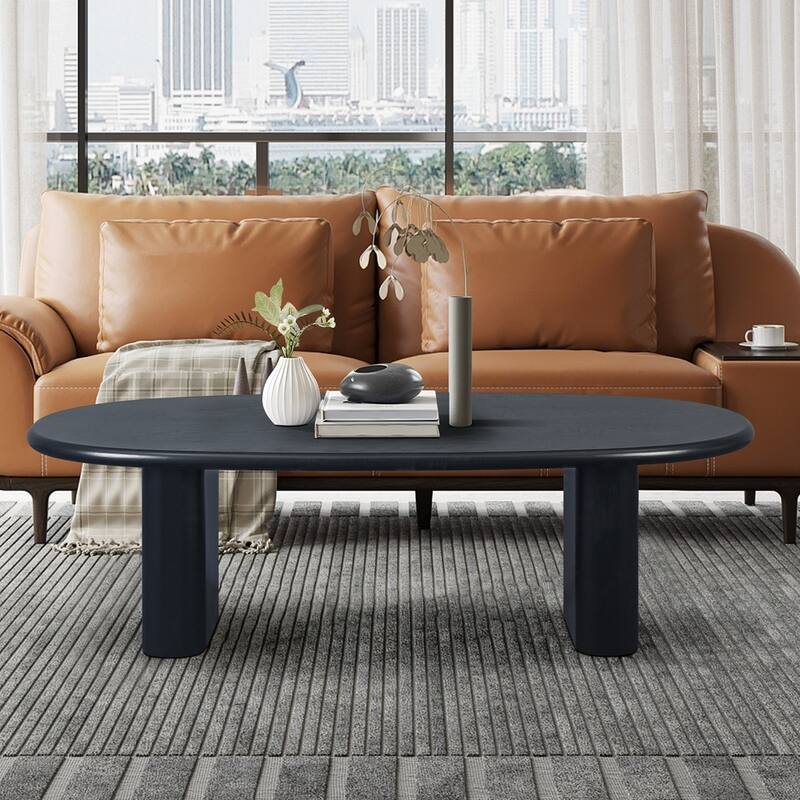 51'' Tapered Tabletop Coffee Table For Living Room - Black