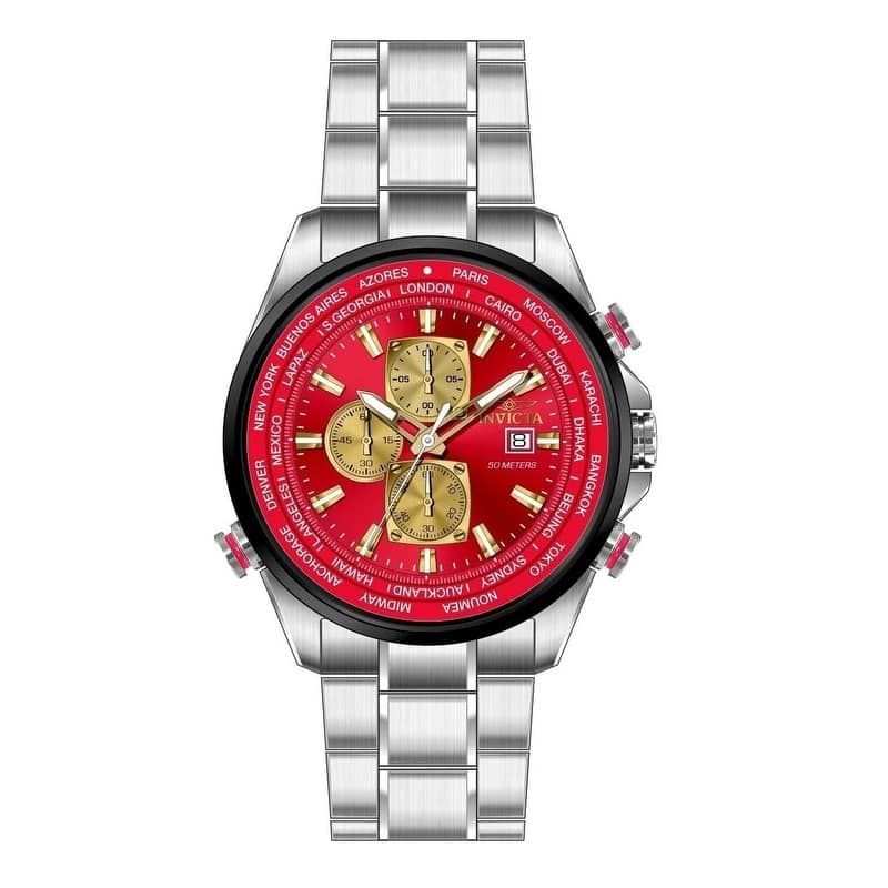 Invicta Men's 50502 Aviator Quartz VD57 Red Dial Watch