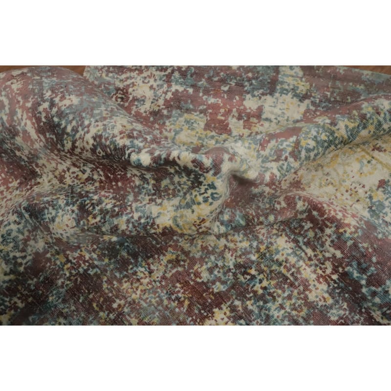 Hand-knotted Modern Silk Multi-Colored Abstract Oriental Area Rug - 7' 10'' X 4' 10''