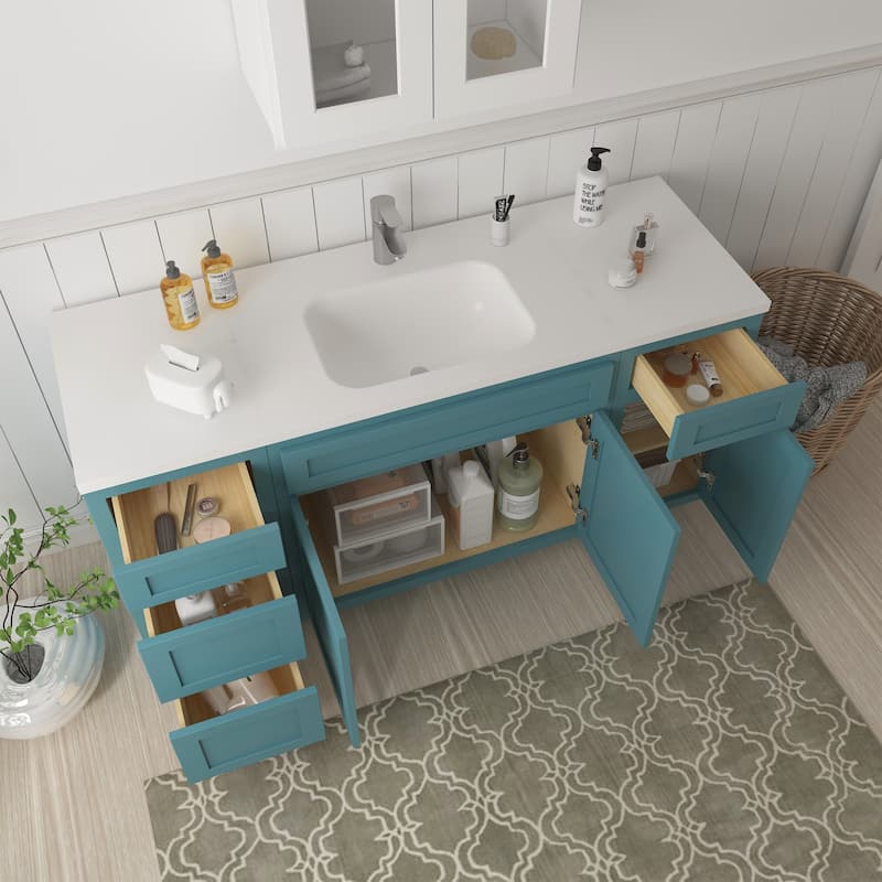 Vanity Art 66" Oak Freestanding Bathroom Vanity Cabinet without Top