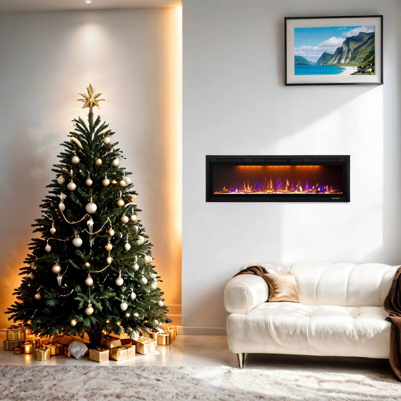 Smart 60” WiFi-Enabled Electric Fireplace, in-Wall Recessed