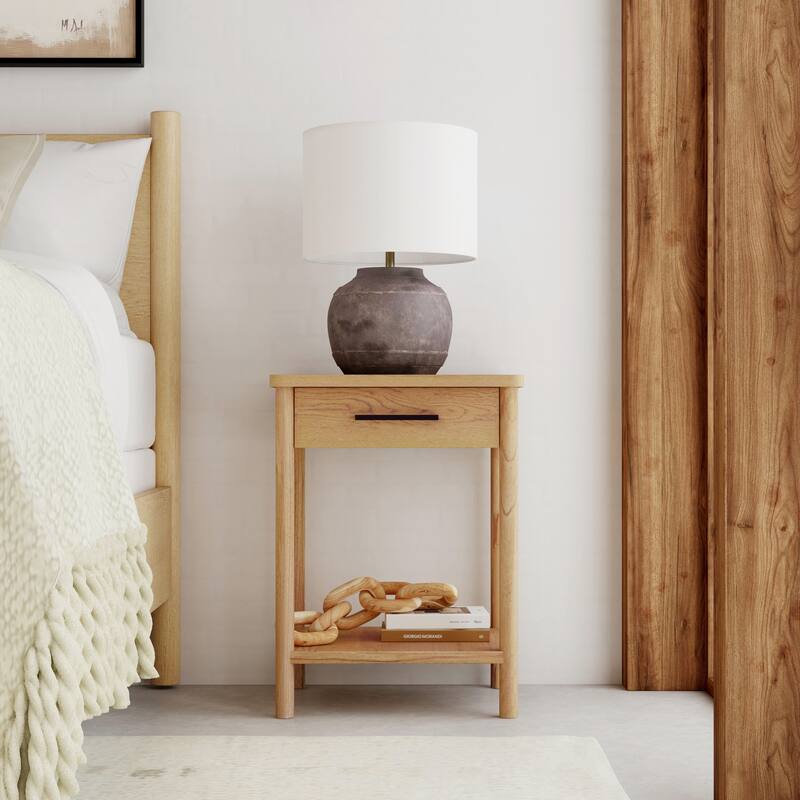 Lennon 1 Drawer Rounded Leg Wood Nightstand