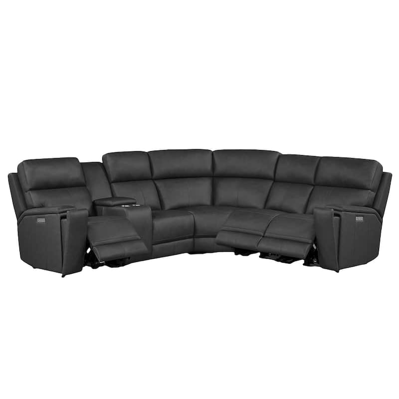 6PCS, 3 power Recliners, Leather Reclining Sectional with Cup Holders and USB & USB-C Charging