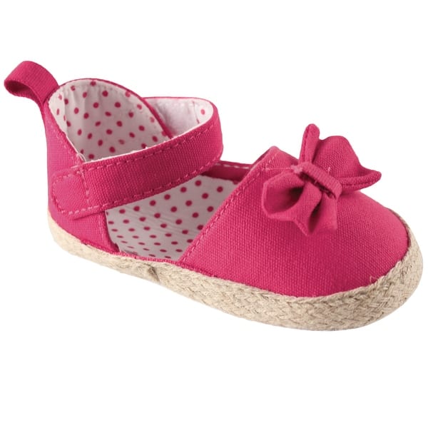 slide 1 of 1, Luvable Friends Baby Girl Crib Shoes, Pink Espadrilles 0-6 Months - Pink Espadrilles