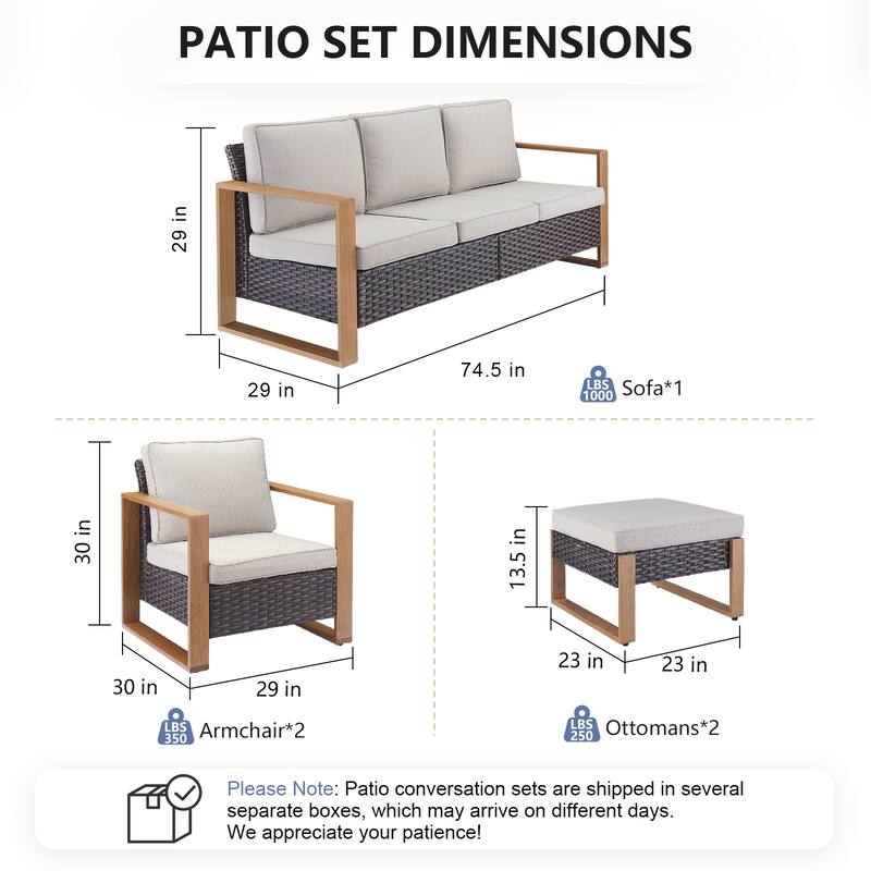 Pocassy Outdoor Sofa, Swivel Chair, Patio Chair Ottoman Set