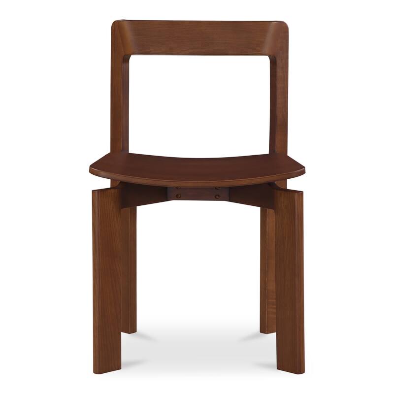 NADAAL STUDIOS Elowar Dining Chair, Solid Kiln-Dried White Ash Frame with Veneer Seat, Walnut Stained Ash - Set of 2