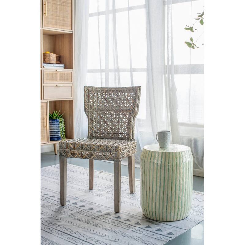 Woven Rattan Armless Side Chair - 34" - Gray