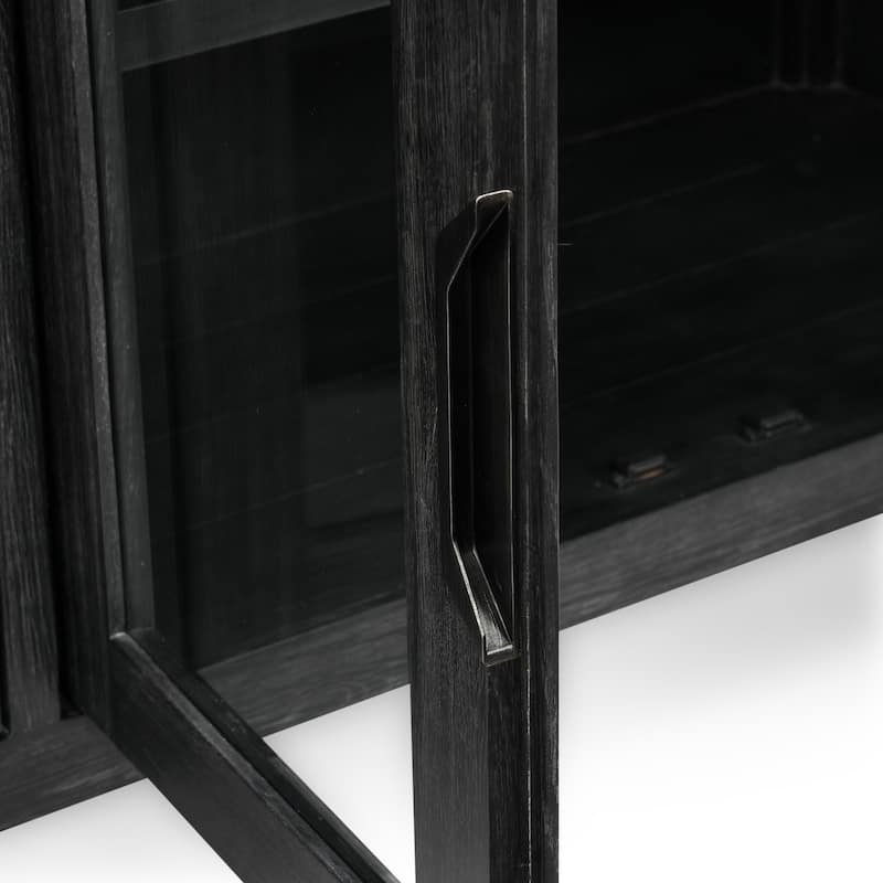 Classic Home Macarthur Black Oak Wood 4-Door Sideboard
