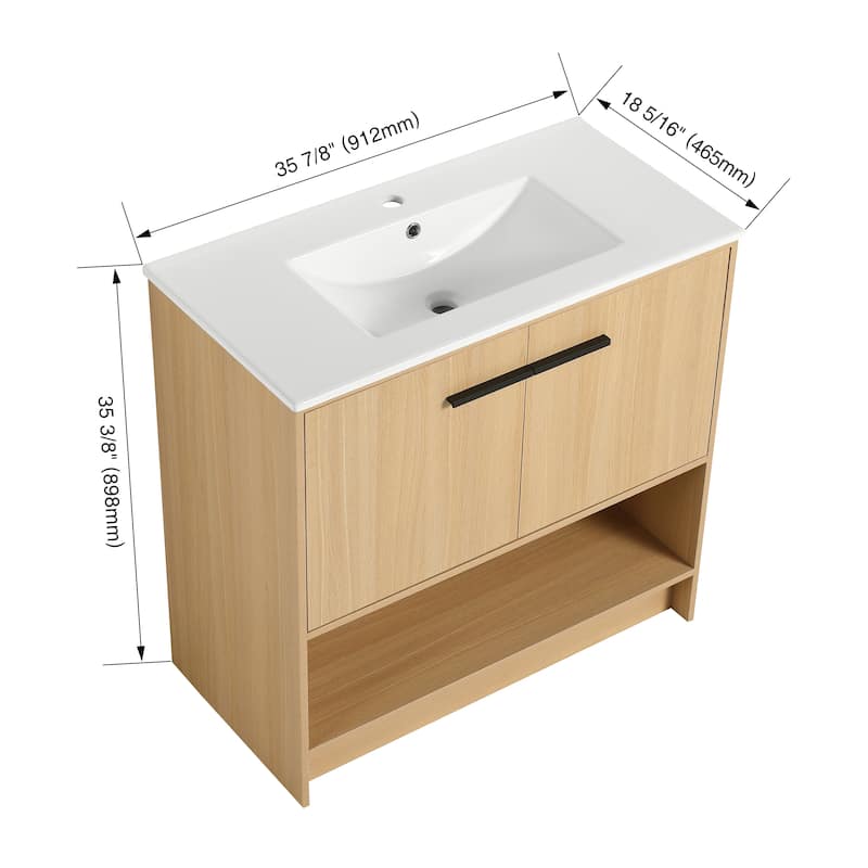 36" Bathroom Vanity with Ceramic Sink