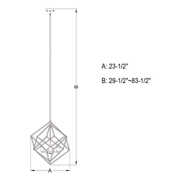 dimension image slide 0 of 2, Rad 4 Light Mid-Century Modern Geometric Cage Bulb Pendant