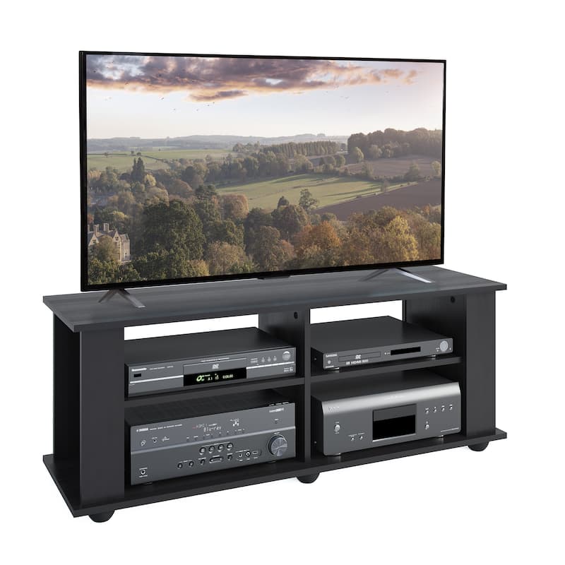 Black TV Stand, accommodates TVs up to 55" or 75"