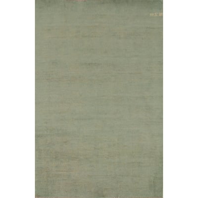 Modern Green Gabbeh Rug Handmade Wool Carpet - 3'10"x 5'11"