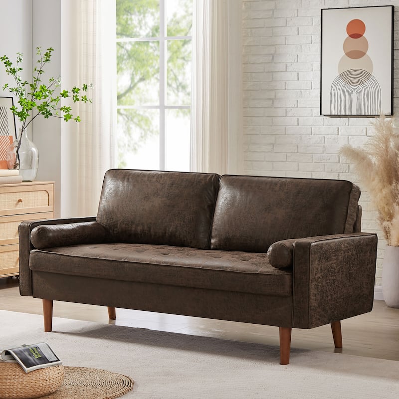 VANOMi 68.9'' Faux Leather Vintage Loveseat