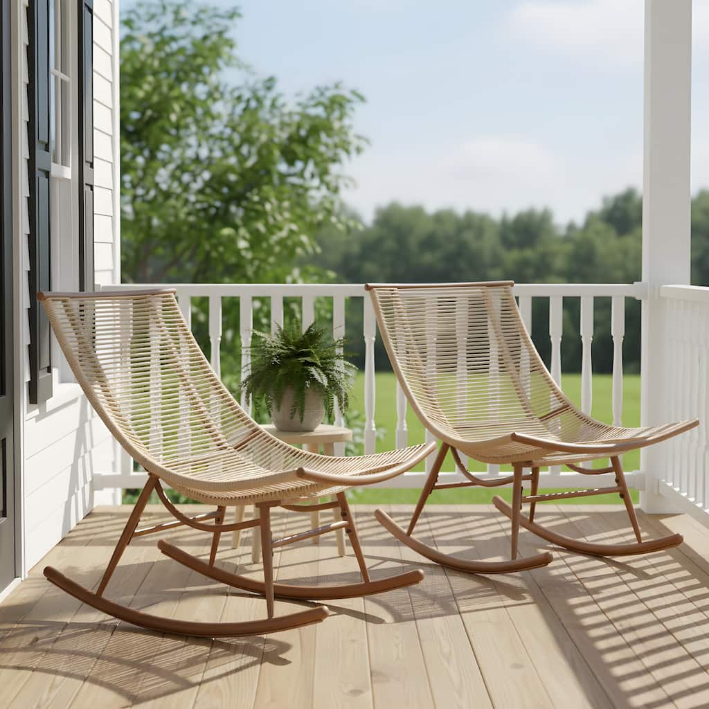 Christopher Knight Home - Modern Outdoor Rocking Chair with Metal Frame and PE Rattan
