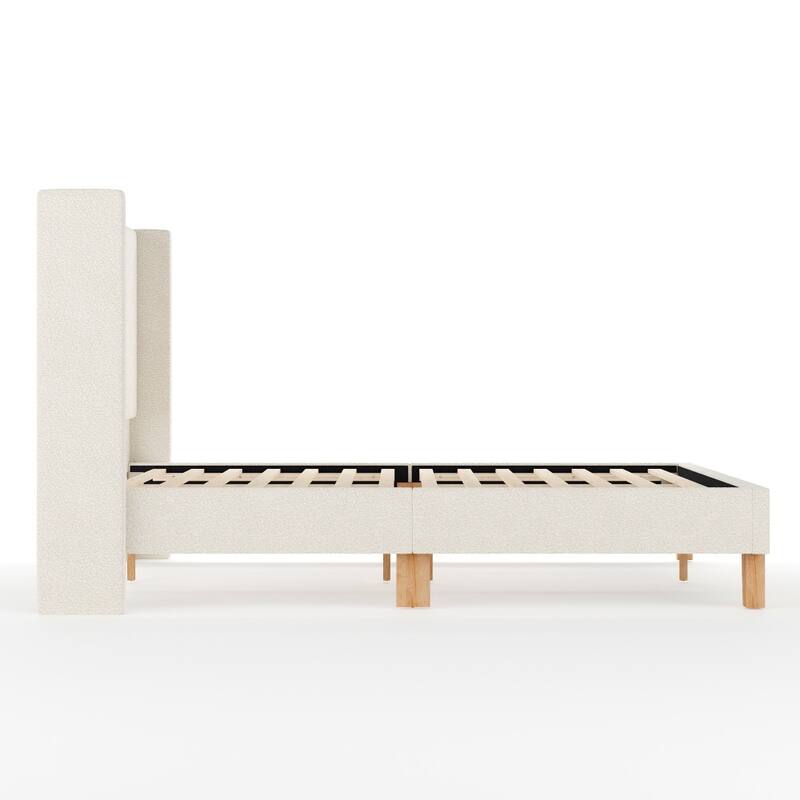 Martha Stewart Upholstered Platform Bed with Wingback Headboard