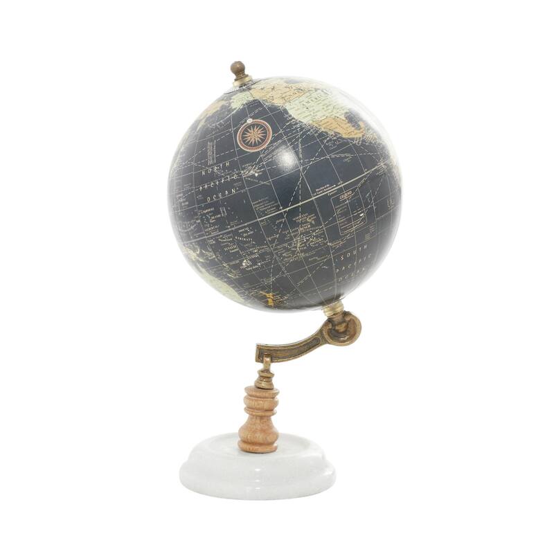 Marble Globe with Marble Base - Teal, White, Black - Roche River Decor