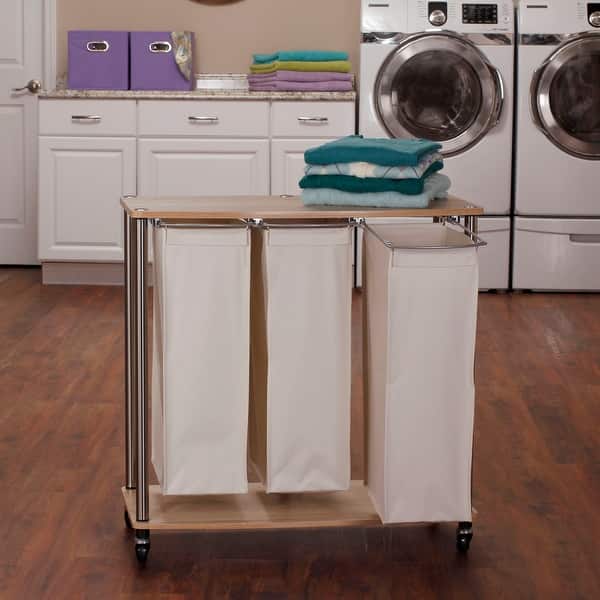 Household Essentials 3-Bag Laundry Sorter - Brown