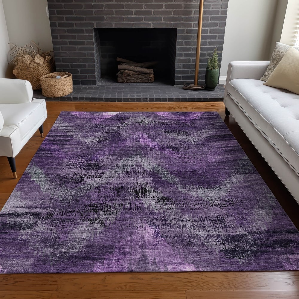 Premium Washable Super Soft Brushstrokes Modern V Mayfield Rug