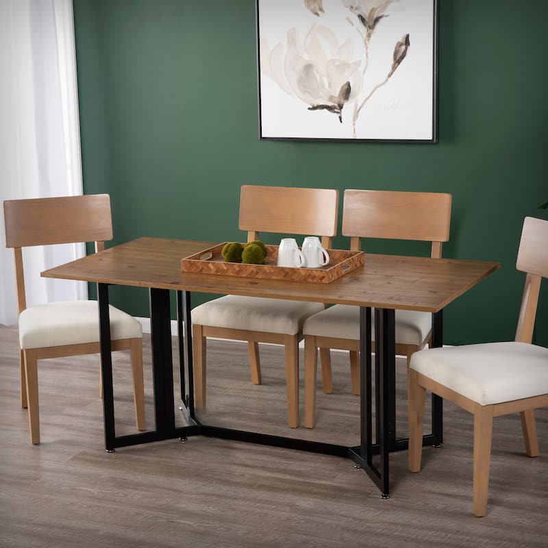 SEI Furniture Driness Weathered Oak with Black Frame Drop Leaf Table