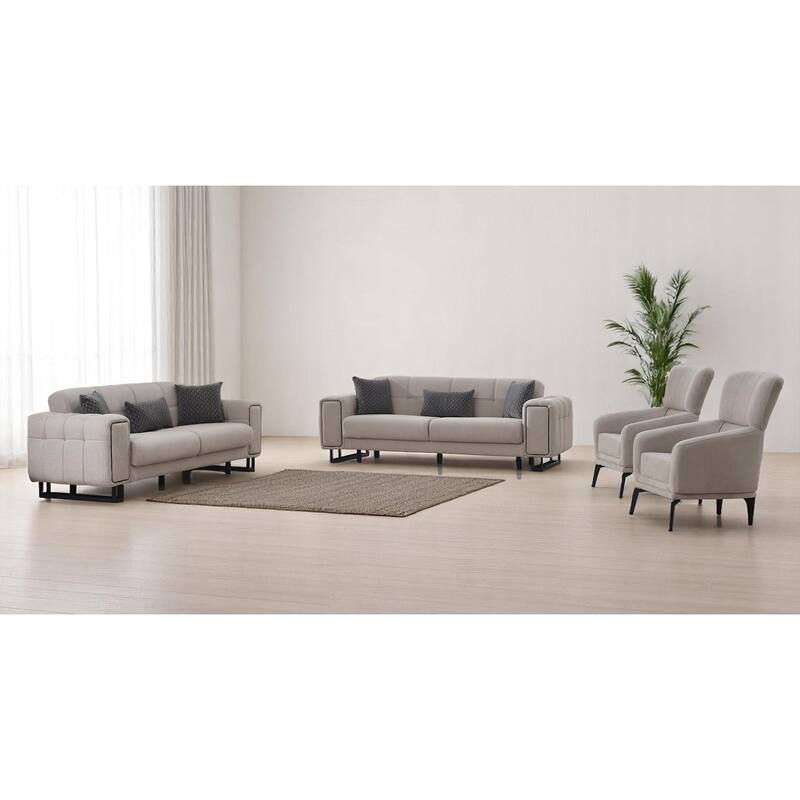 Modero 4 Pieces Living Room Sets 1 Sofa 1 Loveseat 2 Chair - Grey