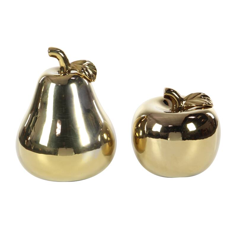 Copper Grove Kitty Red Ceramic Pear and Apple (Set of 2)