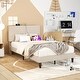 preview thumbnail 4 of 15, Javlergo Upholstered Platform Bed Frame with 2 USB Charging Station & Adjustable Headboard, Kids Bed Set of 2