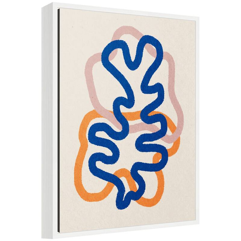 Kate and Laurel Sylvie Abstract Line Art Print 2 Framed Canvas by July Art Prints - 18x24 - White