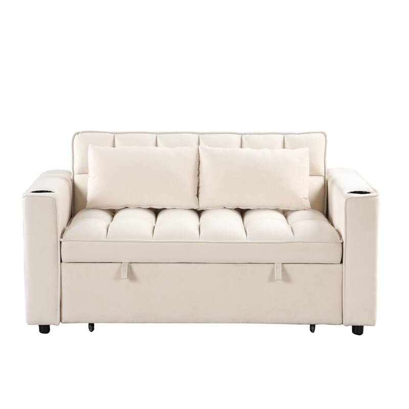 4-in-1 Modern Sofa Bed with USB Charging and Cup Holder, Perfect for Apartments