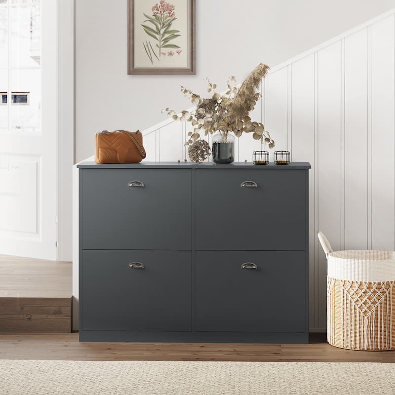 Shoe Cabinet, Hidden Slim Narrow Shoe Rack Cabinet with 4 Drawers for Entryway, Foyer, Hallway, Bedroom