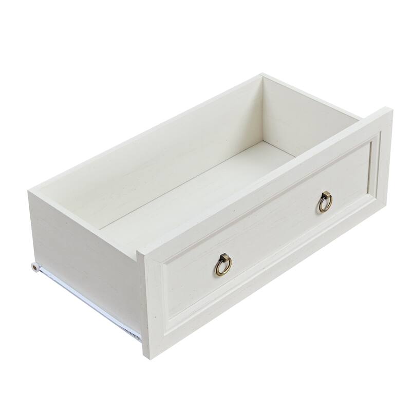 Farmhouse Style 7-Drawer Horizontal Dresser with Rustic Wood Wide Finish and Metal Ring Handle