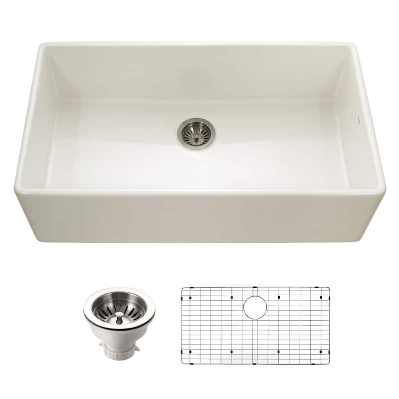 Houzer PTG-3600-C Platus 36" Farmhouse Single Basin Fireclay Kitchen - Biscuit