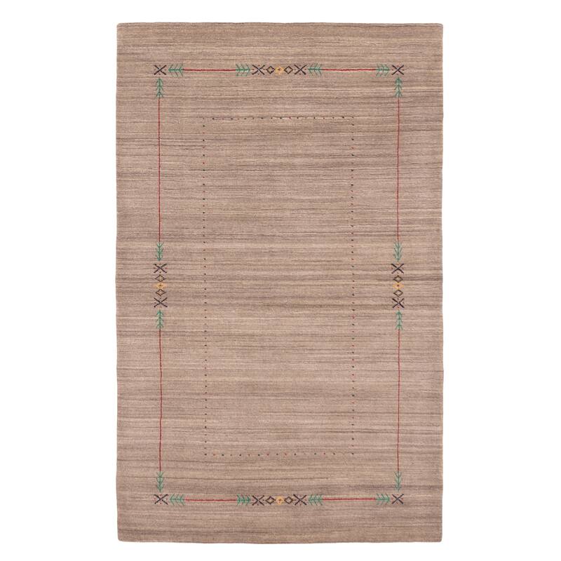 ECARPETGALLERY Hand Loomed Kashkuli Gabbeh Grey Wool Rug - 5'0 x 8'1