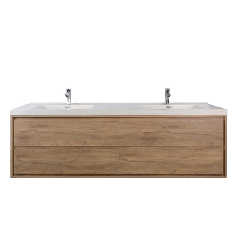 Sage 72" wall mounted bathroom vanity with double basin acrylic top