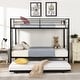 preview thumbnail 8 of 13, Modern Twin Over Twin Bunk Bed with Trundle and Guard Rail and 2 Side Ladders,Can be Divided Into Two Beds