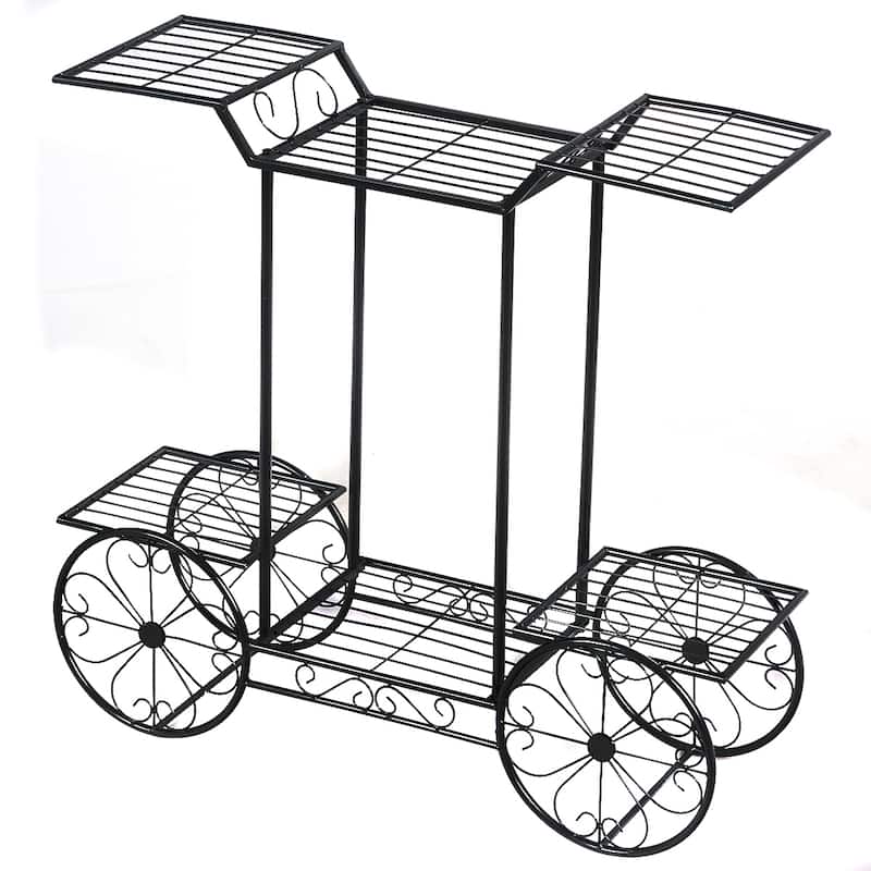 6-Tier Garden Cart Stand Flower Rack Display Decor Flower Pot Plant - See Details