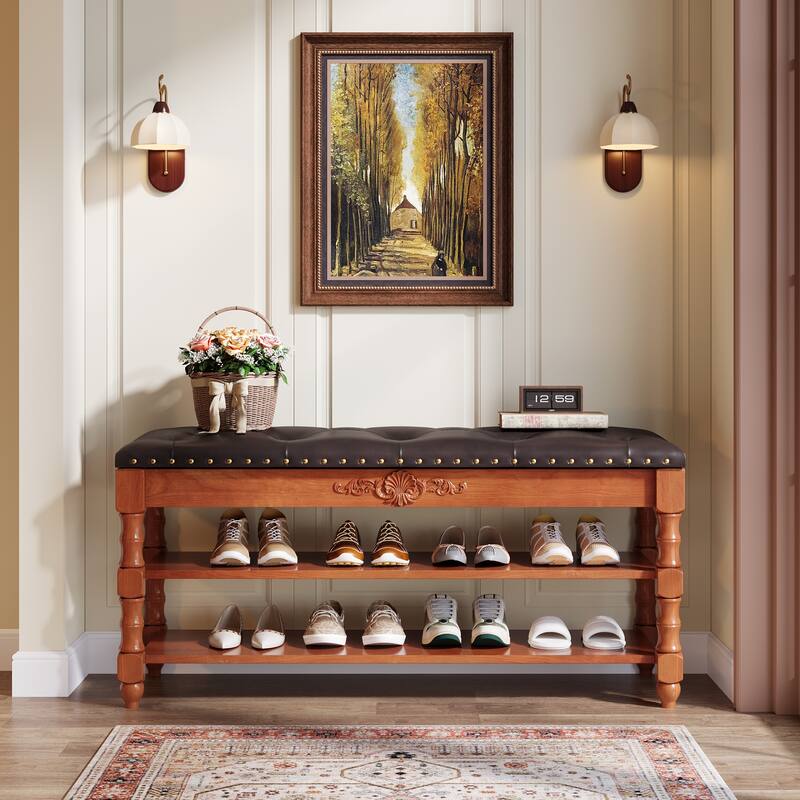 39-inch Solid Wood Storage Bench with Lift Top