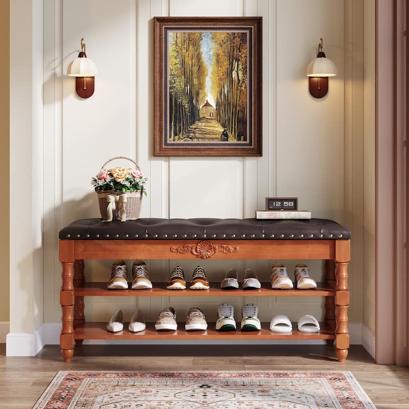 Solid Wood Storage Bench with Lift Top