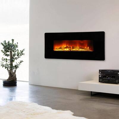 36 In Freestanding/Wall Mounted Electric Fireplace with Flame Remote