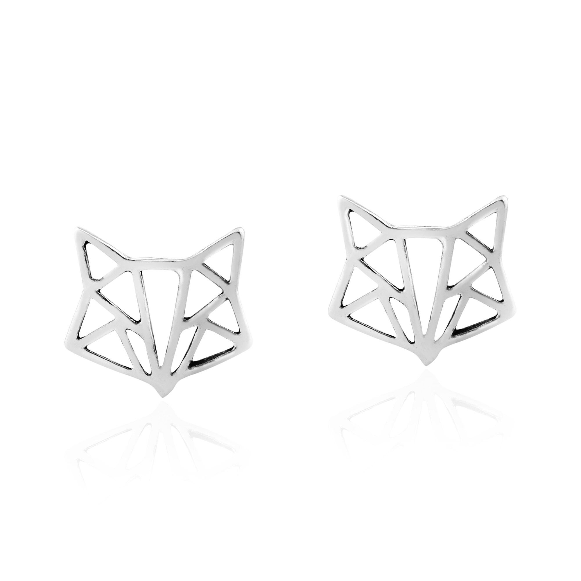 Shop Handmade Unique Geometric Fox Head Sterling Silver Stud Earrings Thailand Overstock 31717132