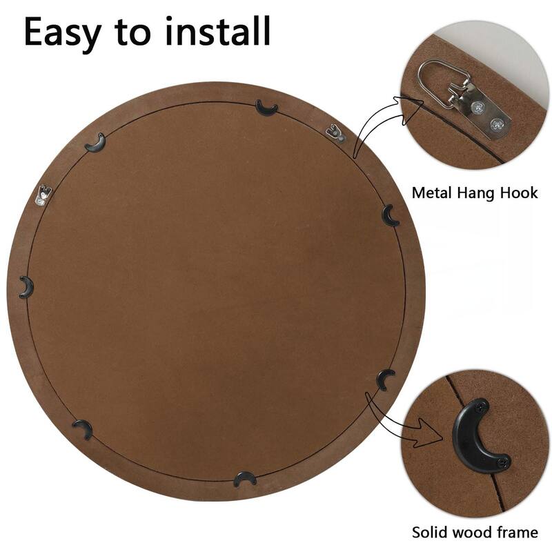 23.62 inches Wood Round Decorative Mirrors