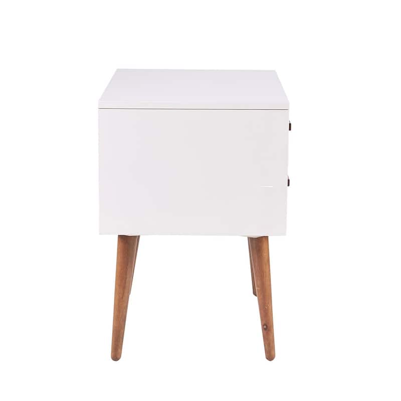 Mid-Cnetury Modern Wooden Storage Nightstand with 2 Drawers